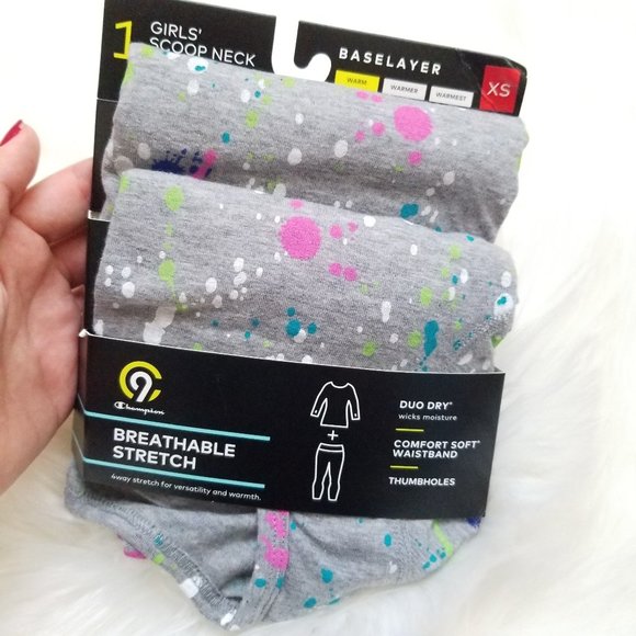 Champion Girls Scoop Neck And Pant Set Size XS Base Layer Breathable Stretch NWT - Picture 5 of 8